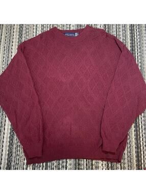 Vintage John Weitz Knit Hand Framed Sweater Men’s Large L Solid Red Textured 90s